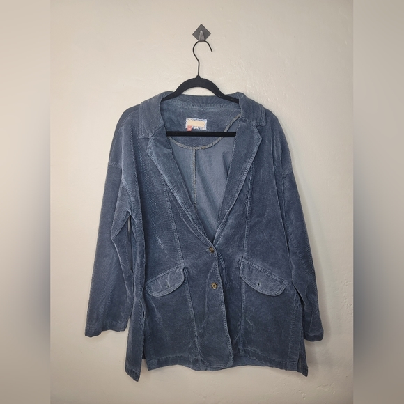 Anthropologie Pilcro Oversized Corduroy Blazer Jacket Coat Shacket Blue - Picture 5 of 7